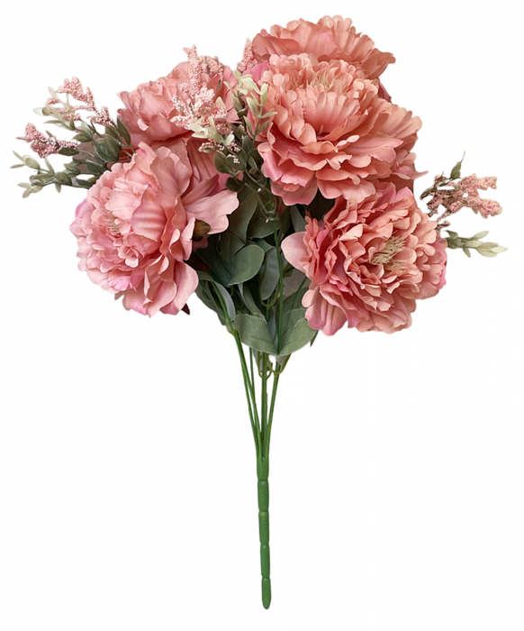 Bujori roz-somon artificiali CORINNE, 45cm [1]