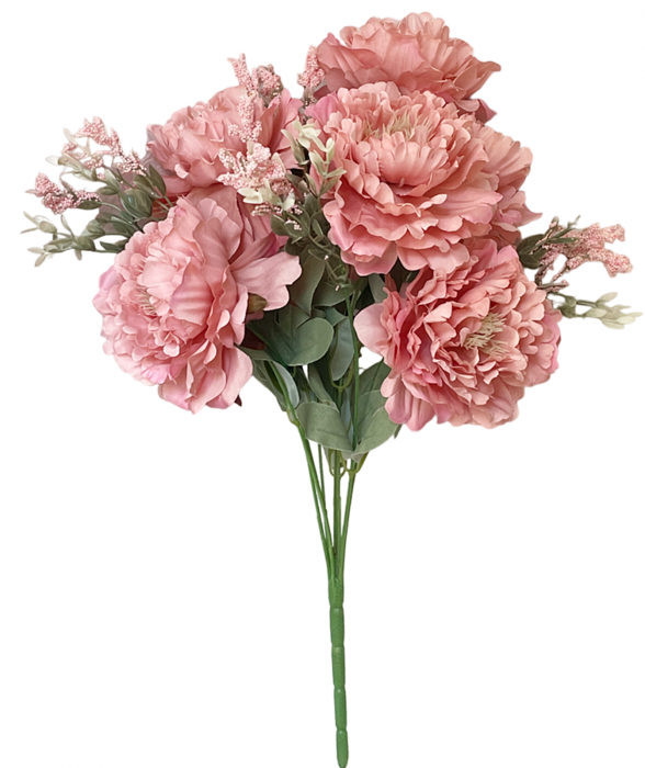 Bujori roz-somon artificiali CORINNE, 45cm [3]
