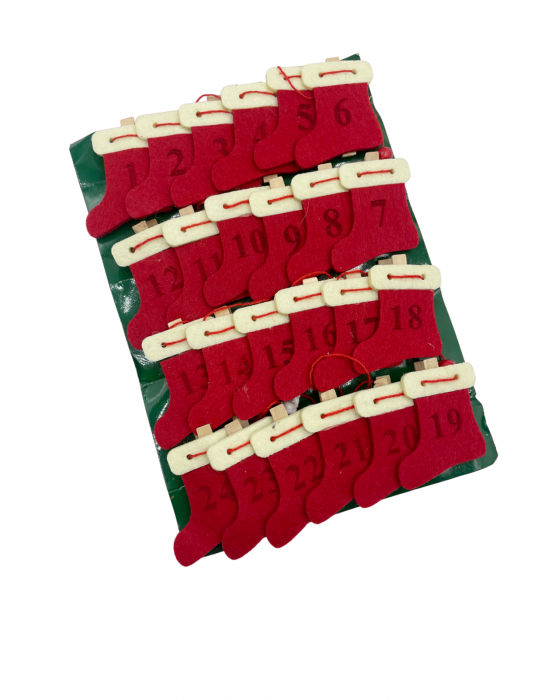 Calendar de advent XMAS STOCKING, 24 carlige [2]