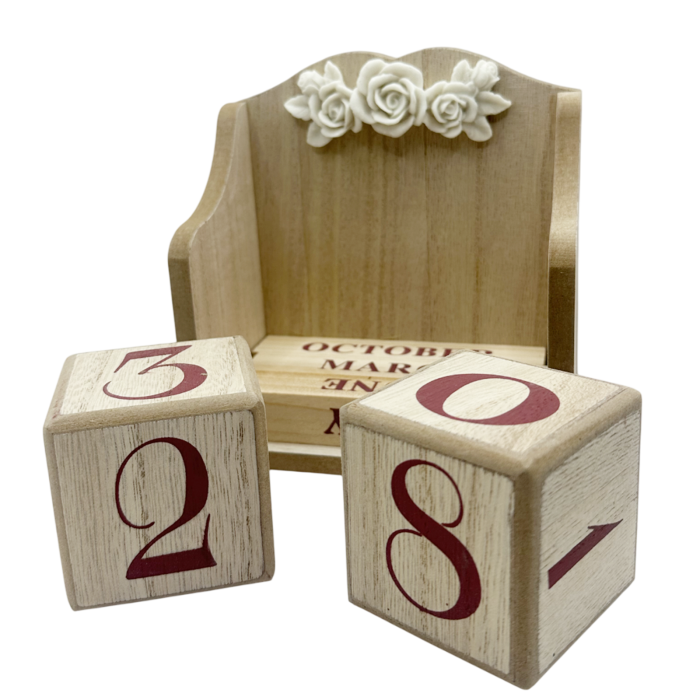 Calendar perpetuu de birou FLOWERS, Natur/ Rosu, 14x15cm [3]