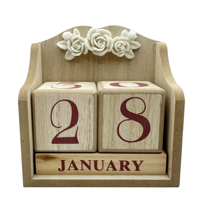 Calendar perpetuu de birou FLOWERS, Natur/ Rosu, 14x15cm [1]