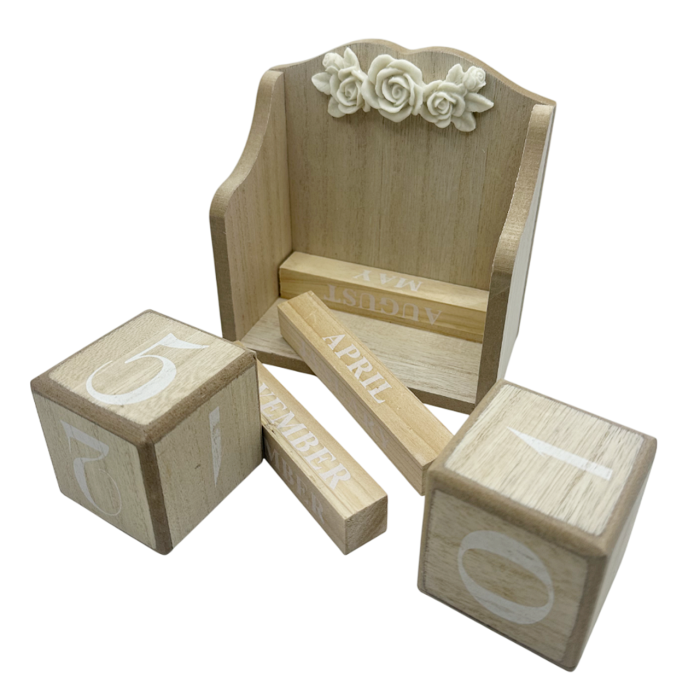 Calendar perpetuu de birou FLOWERS, Natur/ Alb, 14x15cm [3]