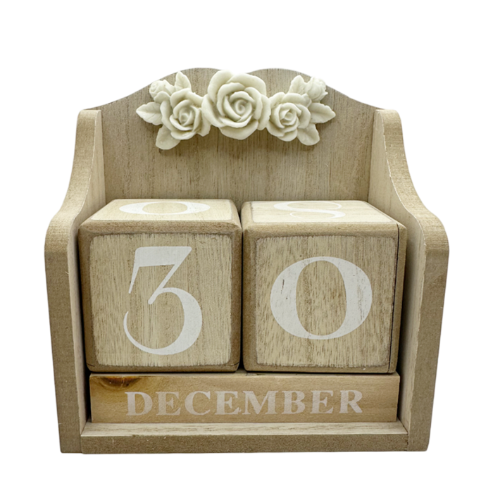 Calendar perpetuu de birou FLOWERS, Natur/ Alb, 14x15cm [1]