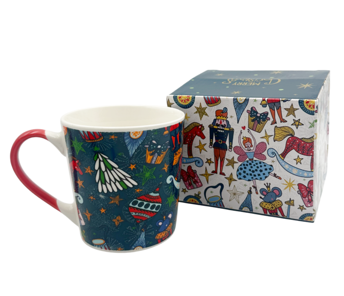 Cana ceramica albastra NUTCRACKER cu ornamente festive [2]