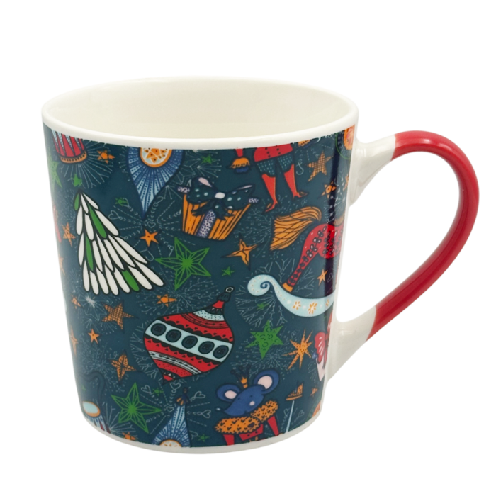 Cana ceramica albastra NUTCRACKER cu ornamente festive [1]