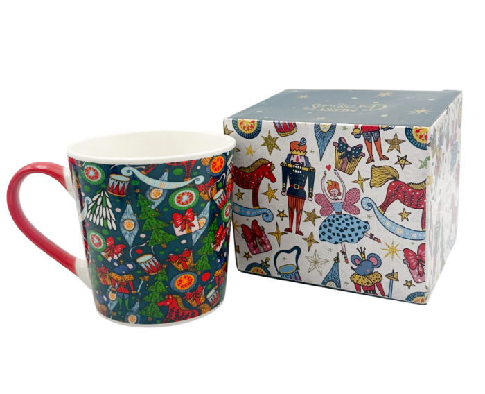 Cana ceramica albastra SEASON cu ornamente festive [2]