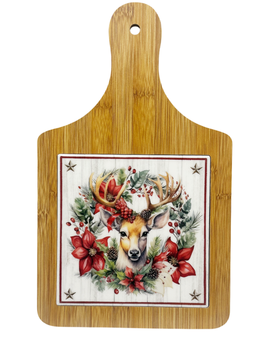 Tocător Bambus cu Ren și Decor de Crăciun – Elegant & Festiv | Prăvălia cu Surprize [2]