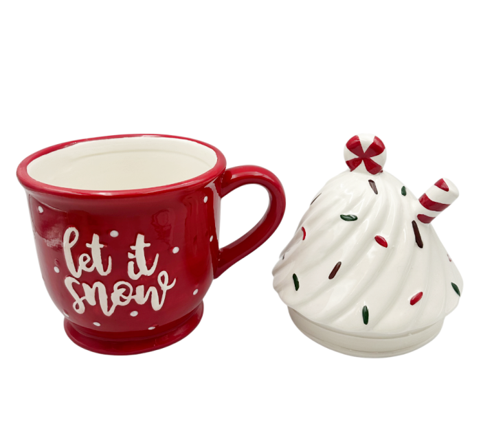 Cană Crăciun cu capac „Let it Snow” – design festiv [2]