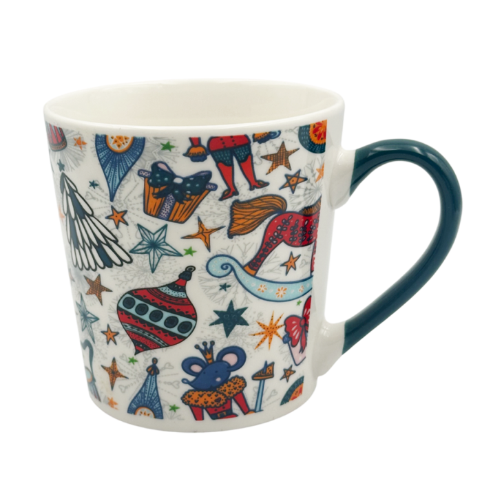 Cana ceramica alba NUTCRACKER cu ornamente festive [1]