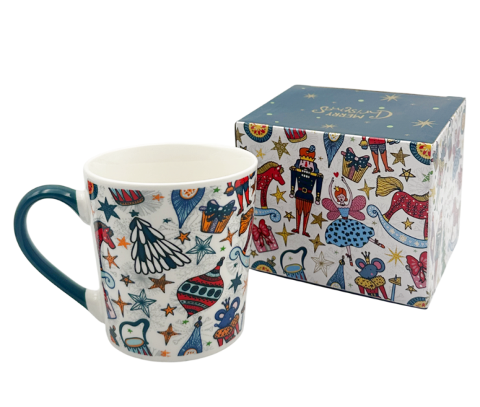 Cana ceramica alba NUTCRACKER cu ornamente festive [2]