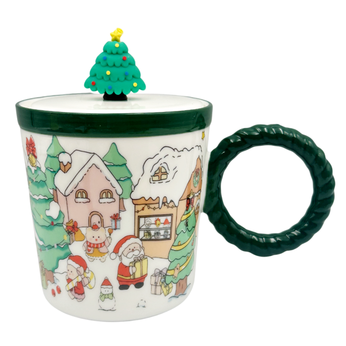 Cană Crăciun cu Capac și Brăduț 3D JOY – Căsuțe de Iarnă [1]