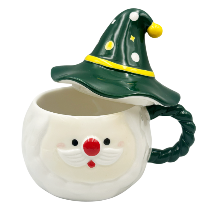Cană Moș Crăciun cu Pălărie Verde FUNNY– Ceramică 3D [2]