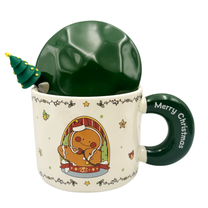 Cană Crăciun cu Capac Verde SEASON – Model Turtă Dulce [1]