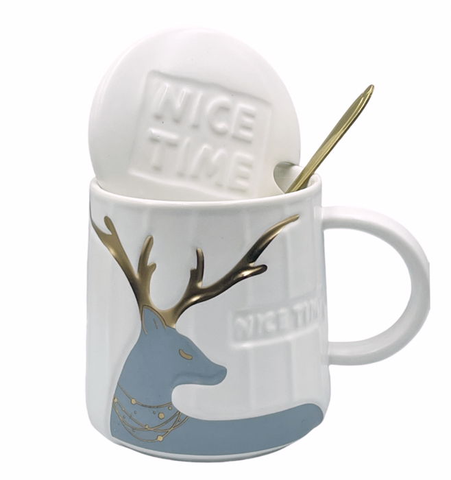 Cana cu capac NICE TIME, Gri, 350ml [1]