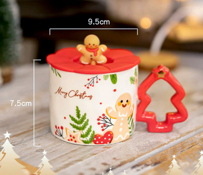 Cana alba Craciun cu Turta Dulce si maner Bradut JOY [3]