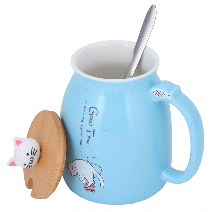 Cana cu capac 3D, PISICA FELIX, Albastru, 380ml [3]