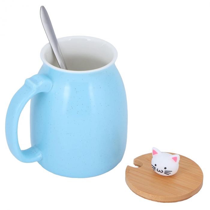Cana cu capac 3D, PISICA FELIX, Albastru, 380ml [2]