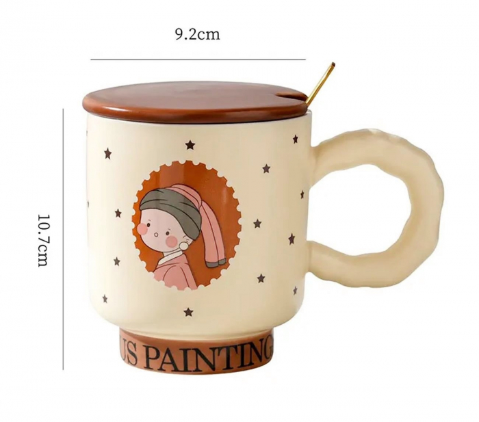 Cana cu capac ATELIER - MONA LISA, Maro, 400ml [3]
