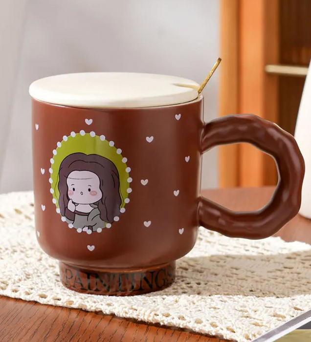 Cana cu capac ATELIER - MONA LISA, Maro, 400ml [4]