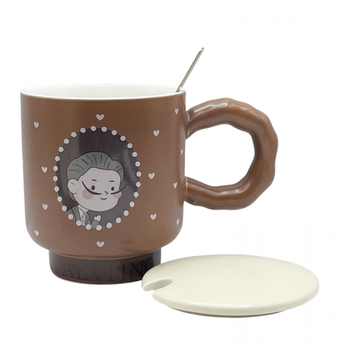 Cana cu capac ATELIER - EINSTEIN, Maro, 400ml [2]
