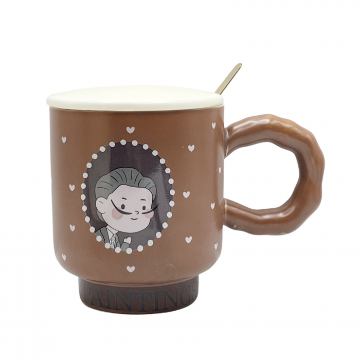 Cana cu capac ATELIER - EINSTEIN, Maro, 400ml [1]