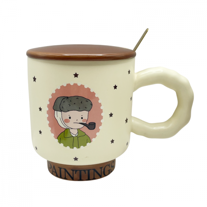 Cana cu capac ATELIER - VAN GOGH, Bej, 400ml [1]