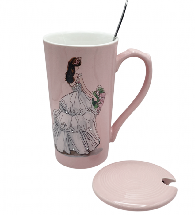 Cana cu capac DESTINY, Roz, 350ml [2]