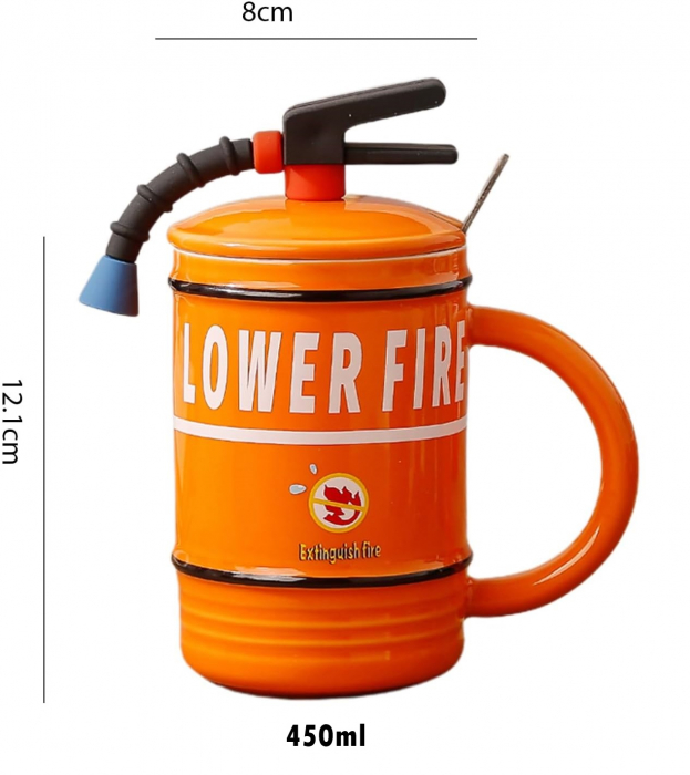 Cana cu capac EXTINGUISH FIRE, Portocaliu, 450ml [2]