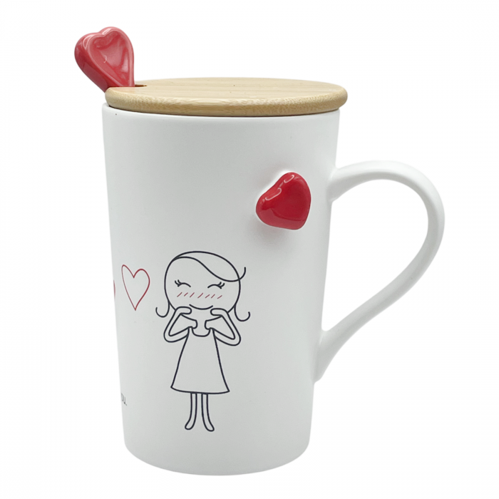 Cana cu capac HEART, Alb, 400ml [1]