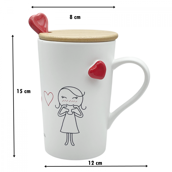 Cana cu capac HEART, Alb, 400ml [3]