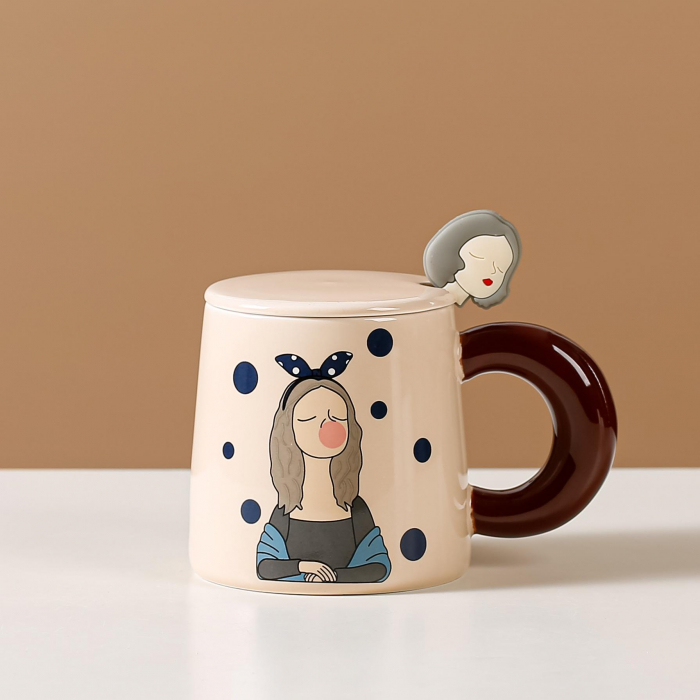 Cana cu capac, Mrs Daisy, 350ml, Bej [4]