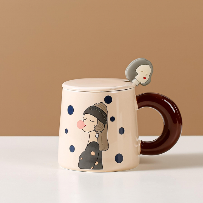 Cana cu capac, Mrs Daisy, 350ml, Bej [3]