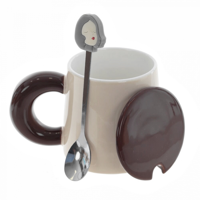 Cana cu capac, Mrs Daisy, 350ml, Bej [7]