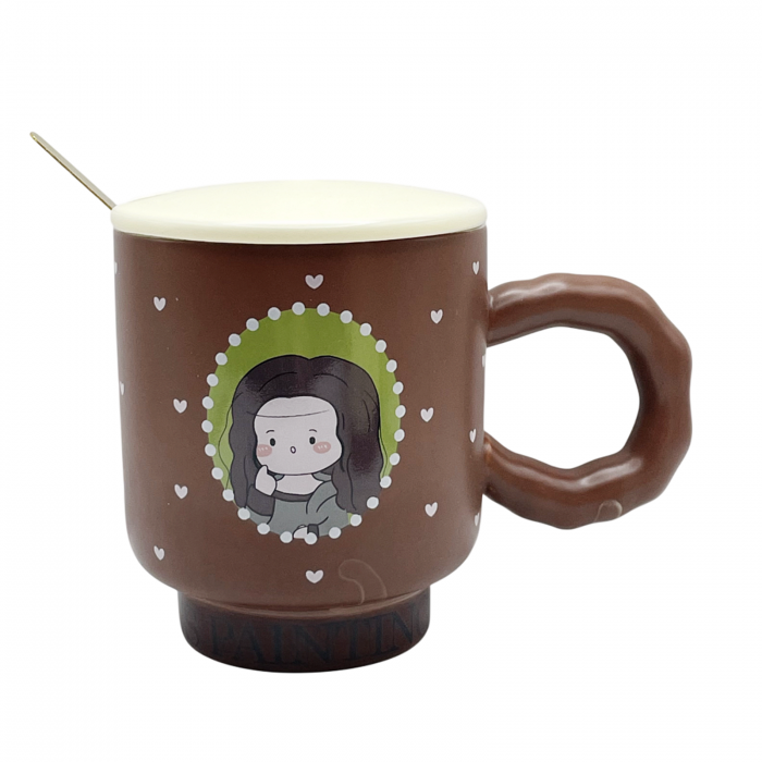 Cana cu capac ATELIER - MONA LISA, Maro, 400ml [1]