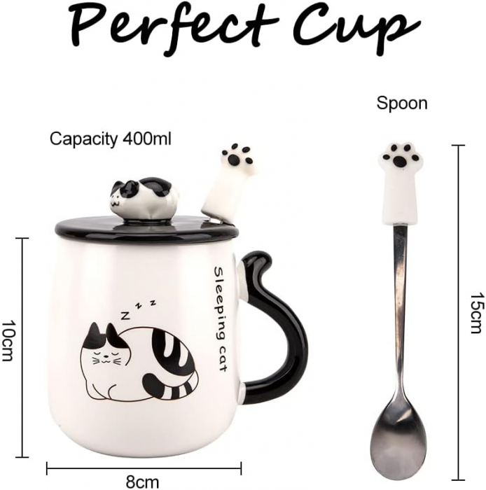 Cana cu capac 3D, PISICA TOM, 400ml [2]