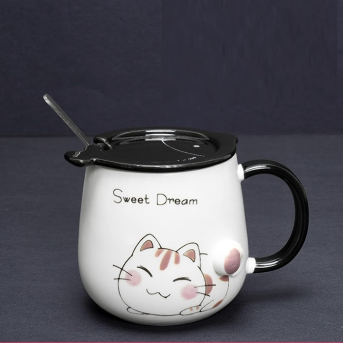 Cana cu capac, PISICA SHAUN, Roz, 420ml [4]