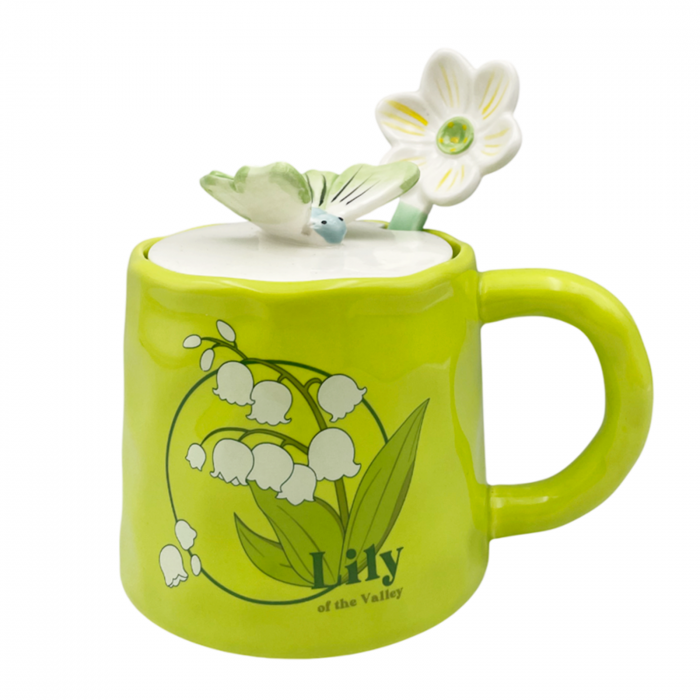 Cana cu Lacramioare DELICATE, Verde, 350ml, Cu capac [1]