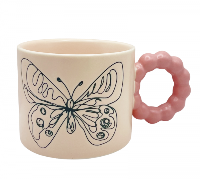 Cana de cafea BUTTERFLY, Roz, 350ml [1]