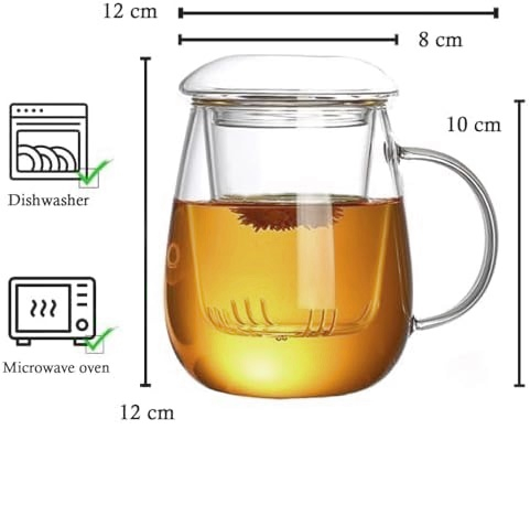 Cana de ceai NILS din sticla borosilicata, 500 ml, Cu infuzor si capac [5]
