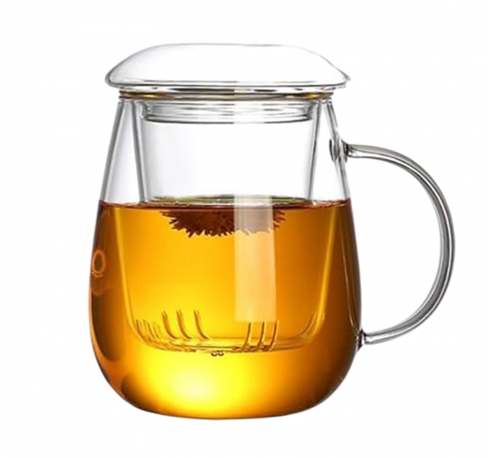 Cana de ceai NILS din sticla borosilicata, 500 ml, Cu infuzor si capac [1]