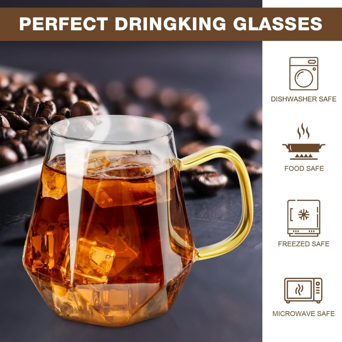 Cana de sticla borosilicata DIAMOND, 350ml [3]