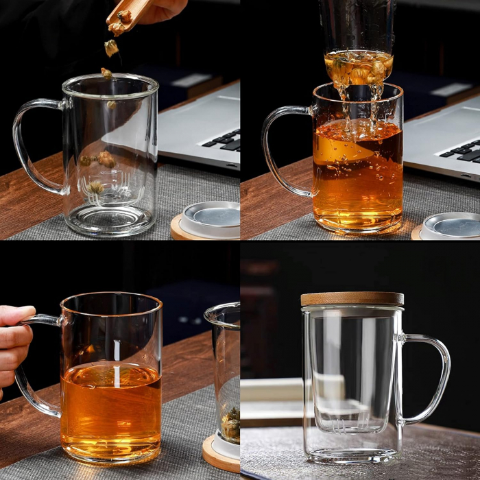 Cana de sticla borosilicata INGMAR, Cu infuzor si capac [2]