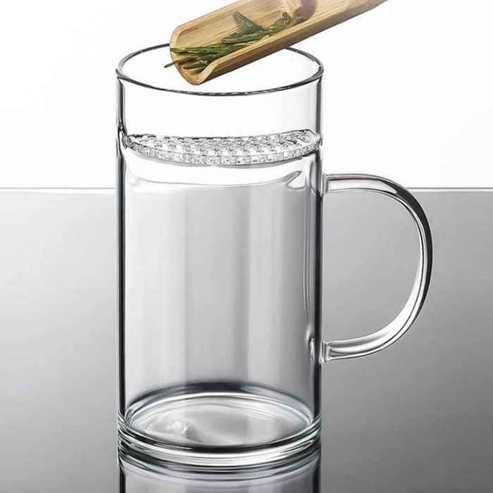 Cana din sticla borosilicata cu sita din turnare CRESCENT, 350ml [1]