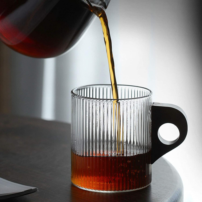 Cana de sticla borosilicata JESSIE, Maner lemn, 260ml [4]