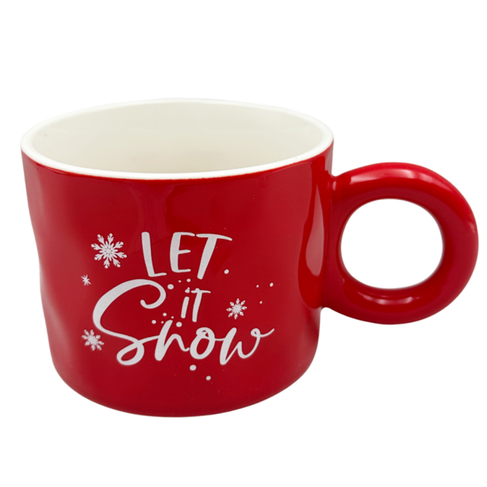 Cana Rosie de Craciun LET IT SNOW cu Ren în Interior [2]