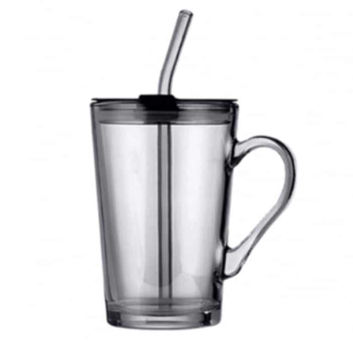 Cana din sticla cu pai TRAVEL, 450ml [1]