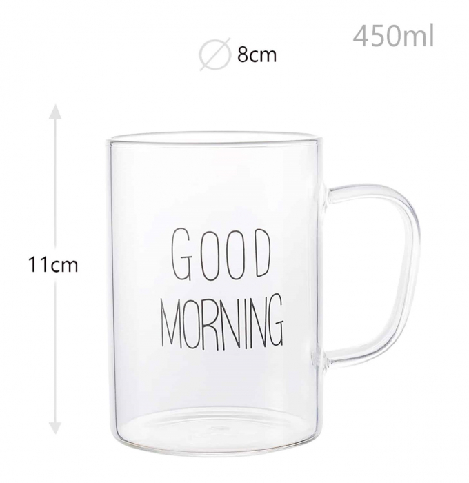 Cana sticla borosilicata GOOD MORNING, 450ml [6]