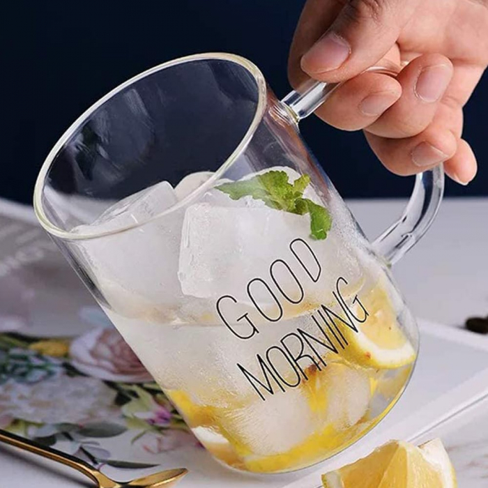 Cana sticla borosilicata GOOD MORNING, 450ml [5]