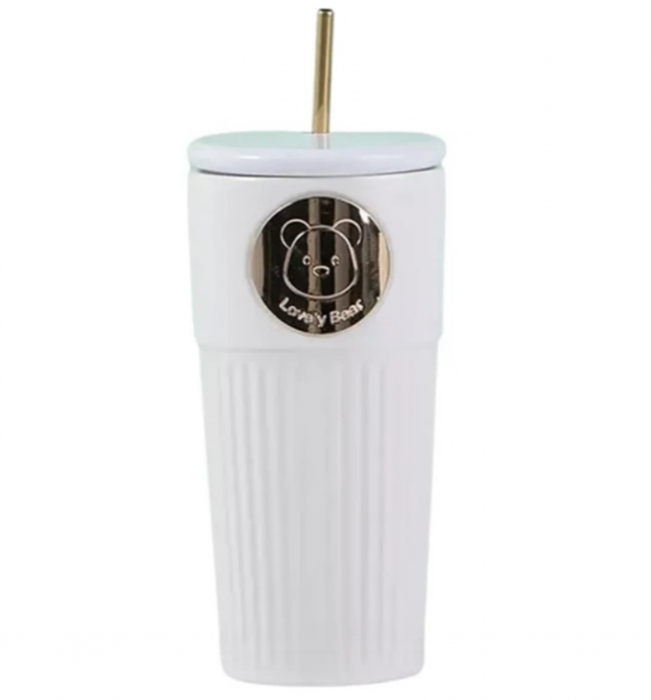 Cana cu capac si pai TEDDY, 500ml [3]