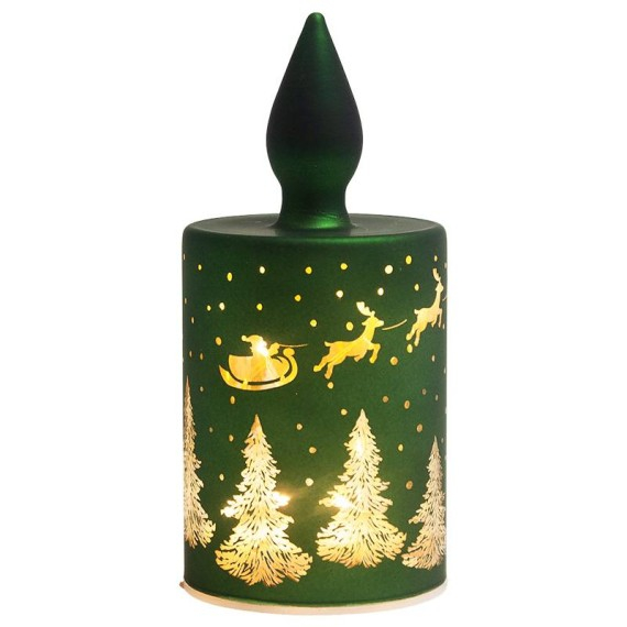 Candela LED verde cu braduti si reni aurii HARMONY [1]